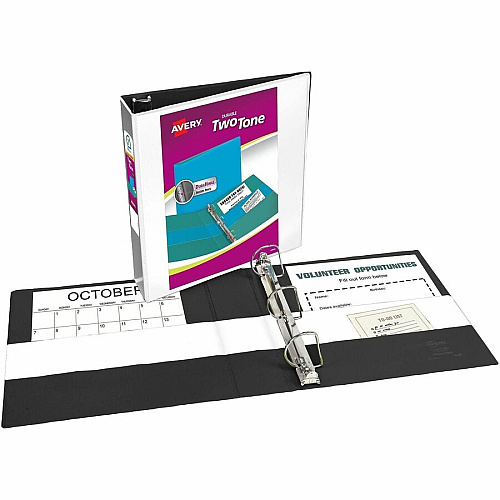 Avery Two-Tone Binder, 2 Inch Slant Rings, Color Will Vary 2" Binder Capacity - Letter - 8 1/2" x 11" Sheet Size - 530 Sheet Capacity - 2 4/5" Spine Width - 3 x 2" Ring - Fastener: Slant Ring - Pocket: 4, Internal - Polypropylene - Black, Blush, P (17236)