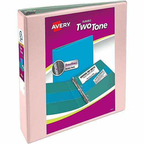 Avery Two-Tone Binder, 2 Inch Slant Rings, Color Will Vary 2" Binder Capacity - Letter - 8 1/2" x 11" Sheet Size - 530 Sheet Capacity - 2 4/5" Spine Width - 3 x 2" Ring - Fastener: Slant Ring - Pocket: 4, Internal - Polypropylene - Black, Blush, P (17236)