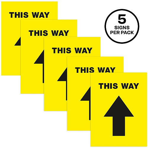 Avery&reg; Floor Decal Print/Message "This Way" - Rectangular Shape - Pre-printed, Tear Resistant, Wear Resistant, Non-slip, Water Resistant, UV Coated, Durable, Removable, Scuff Resistant - Vinyl - Black - 5 / Pack (83022)