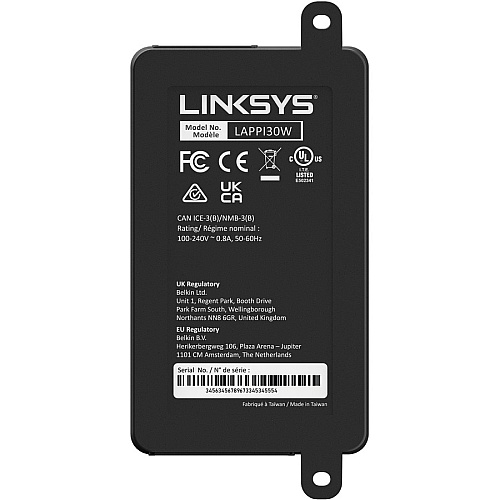 Linksys High Power Gigabit PoE+ Injector 2 x Network (RJ-45) - 328.08 ft Extended Range - Plastic (LAPPI30W)