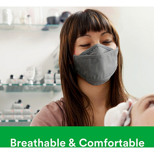 3M Daily Face Masks Recommended for: Face, Indoor, Outdoor, Office, Transportation - Cotton, Fabric - Gray - Lightweight, Breathable, Adjustable, Elastic Loop, Nose Clip, Comfortable, Washable - 3 / Pack (RFM1003)