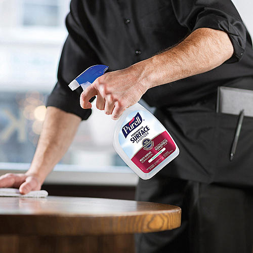 PURELL&reg; Foodservice Surface Sanitizer 32 fl oz (1 quart) - Rinse-free, Fragrance-free - Clear Spray Bottle - 6 / Carton (334106)