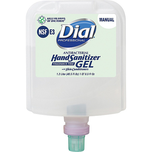 Dial Hand Sanitizer Gel Refill 1.27 quart - Bacteria Remover - Healthcare, Daycare, Office, School, Restaurant - Clear - Dye-free, Fragrance-free - 3 / Carton (19708CT)