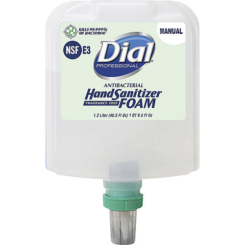 Dial Hand Sanitizer Foam Refill 1.27 quart - Bacteria Remover - Healthcare, Restaurant, School, Office, Daycare - Clear - Dye-free, Fragrance-free - 3 / Carton (19714CT)