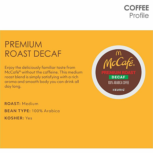 McCafe McCaf&eacute;&reg; K-Cup Decaf Premium Roast Coffee Compatible with Keurig Brewer - Medium - K-Cup - Premium Roast - Decaffeinated - 24 / Box (8044)