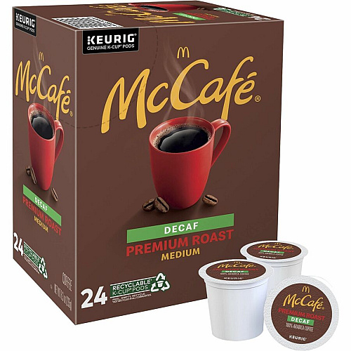 McCafe McCaf&eacute;&reg; K-Cup Decaf Premium Roast Coffee Compatible with Keurig Brewer - Medium - K-Cup - Premium Roast - Decaffeinated - 24 / Box (8044)