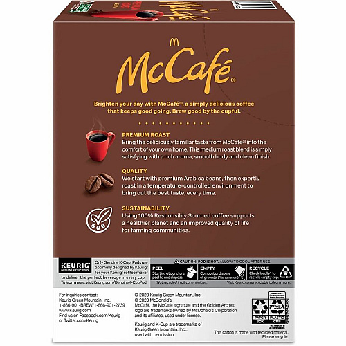 McCafe McCaf&eacute;&reg; K-Cup Premium Roast Coffee Compatible with Keurig Brewer - Medium - K-Cup - Premium Roast - 24 / Box (8037)