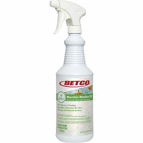 Betco RTU Malodor Eliminator Mountain Meadow Ready-To-Use - 32 fl oz (1 quart) - Mountain Meadow Scent - Clear - 6 / Carton (40257000CT)