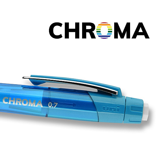 uni-ball uni&reg; CHROMA Mechanical Pencils 0.7 mm Black Lead - HB, #2 - Light Blue, Red Barrel - 2 / Pack (90192)