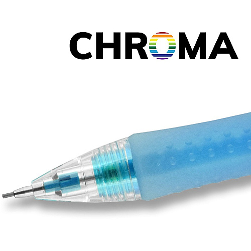 uni-ball uni&reg; CHROMA Mechanical Pencils 0.7 mm Black Lead - HB, #2 - Light Blue, Red Barrel - 2 / Pack (90192)