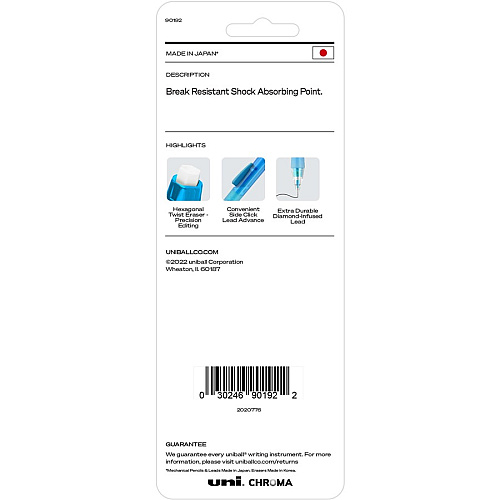 uni-ball uni&reg; CHROMA Mechanical Pencils 0.7 mm Black Lead - HB, #2 - Light Blue, Red Barrel - 2 / Pack (90192)