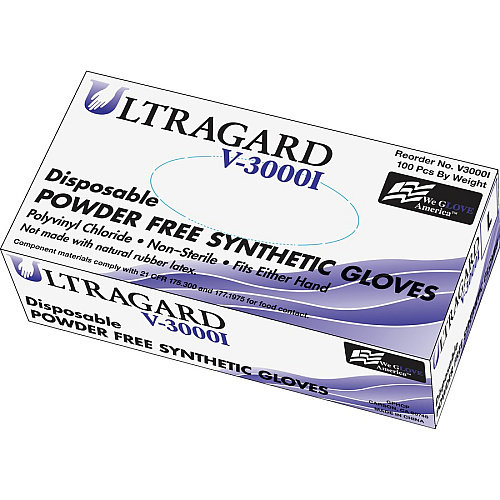 Ultragard Powder-Free Synthetic Gloves 4 mil Thickness - X-Large Size - For Right/Left Hand - Non-sterile, Latex-free - 100/Box - 10 / Carton (V3000IXL)