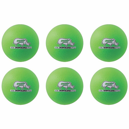 Champion Sports Rhino Skin Low Bounce Dodgeball Set 6.30" - Low Density Foam - Neon Green - 6 / Set (RXD6NGSET)