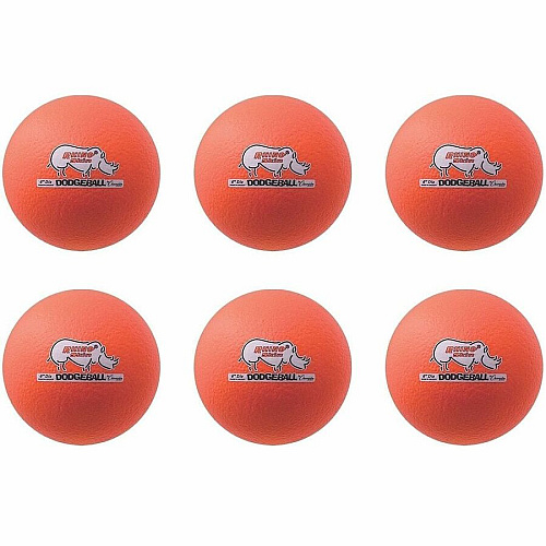 Champion Sports Rhino Skin Low Bounce Dodgeball Set 6.30" - Low Density Foam - Neon Orange - 6 / Set (RXD6NOSET)