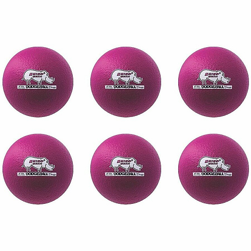 Champion Sports Rhino Skin Low Bounce Dodgeball Set 6.30" - Low Density Foam - Neon Purple - 6 / Set (RXD6NVSET)