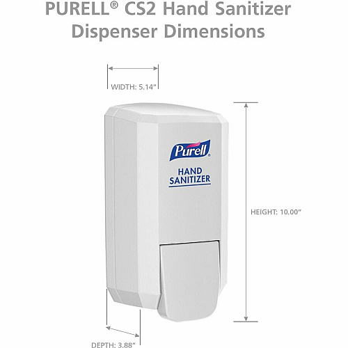 PURELL&reg; CS2 Hand Sanitizer Dispenser (4142-06) for CS2 Hand Sanitizer Refills Manual - 1.06 quart Capacity - Durable, Wall Mountable, Compact, Push Button - White - 1 Each (412106)