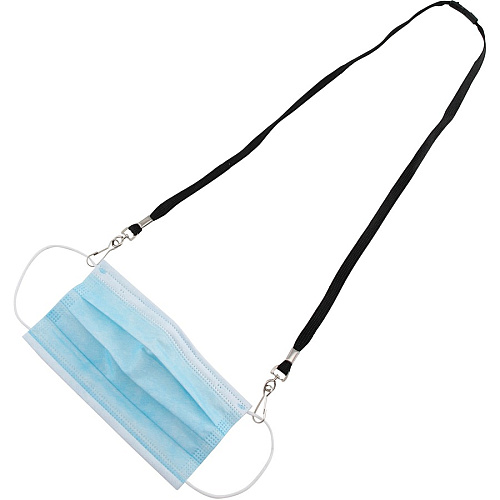 Advantus Face Mask Lanyard Adjustable - J-Hook Attachment - 30" Length - Black - 10 / Pack (76113)