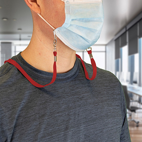 Advantus Face Mask Lanyard Adjustable - J-Hook Attachment - 30" Length - Red - 10 / Pack (76115)