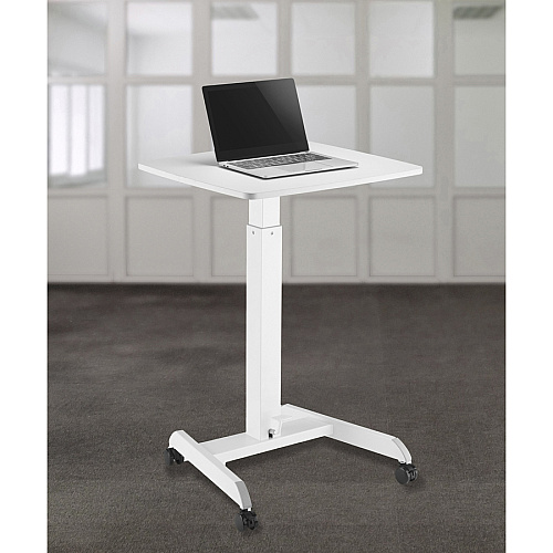 Kantek Mobile Height Adjustable Sit to Stand Desk Rectangle Top - 17.60 lb Capacity - Height Adjustable - 29.60" to 44.20" Adjustment - 23.60" Table Top Width x 20.50" Table Top Depth - 44.20" Height x 23.60" Width x 20.50" Depth - Assembly Requ (STS300W)