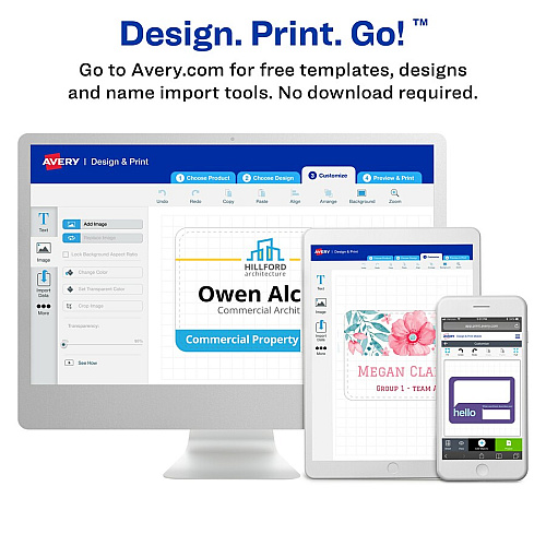 Avery&reg; Vertical Name Badges 4 1/4" x 6" - Printable, Durable, Reusable - White - 1 Carton (08521)