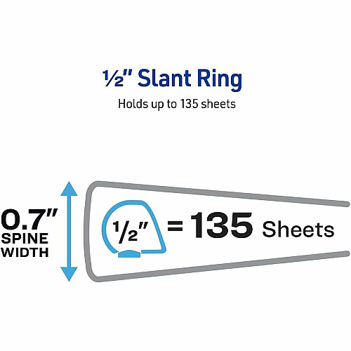 Avery&reg; One Touch Heavy-Duty View Binder 1/2" Binder Capacity - Letter - 8 1/2" x 11" Sheet Size - 135 Sheet Capacity - 45/64" Spine Width - 135 x 0.50" Ring - Fastener: Slant Ring - Pocket: 4, Internal - Polypropylene - Black - Adhesive, Archi (79381)