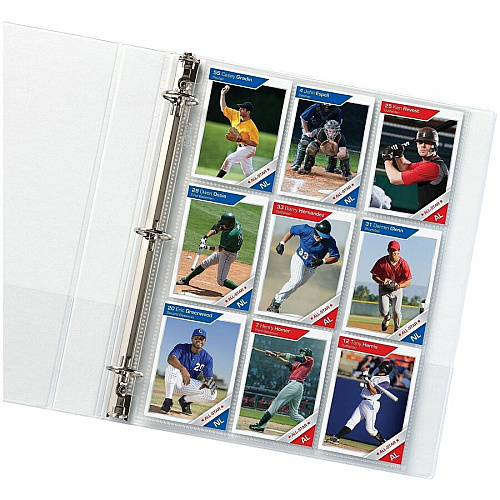 Avery&reg; Trading Card Pages 90 x Trading Card Capacity - 3 x Rings - Ring Binder - Clear - 10/Pack - 1 Carton (76016)