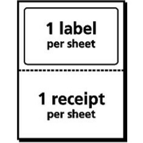 Avery&reg; TrueBlock Paper Receipt Shipping Labels 5 1/16" Width x 7 5/8" Length - Permanent Adhesive - Rectangle - Inkjet - Matte - White - Paper - 1 / Sheet - 125 Total Sheets - 125 Total Label(s) - 1 Carton (08127)