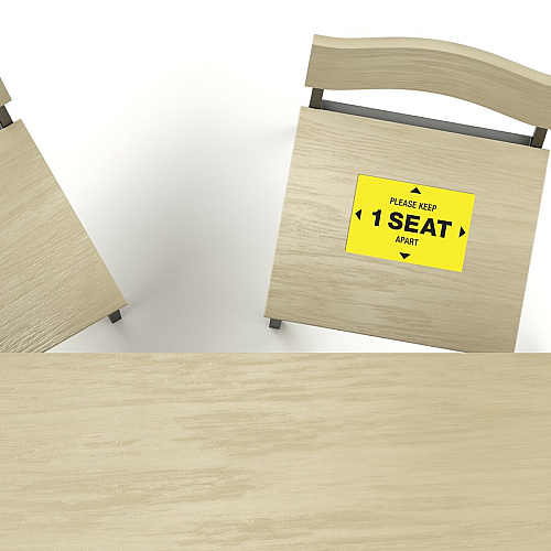 Avery&reg; Surface Safe PLEASE KEEP 1 SEAT APART Decals Print/Message "Please Keep 1 Seat Apart" - 4" Width x 6" Height - Rectangular Shape - Water Resistant, Pre-printed, Chemical Resistant, Abrasion Resistant, Tear Resistant, Durable, UV Resista (83073)