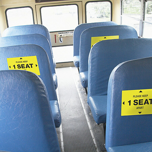 Avery&reg; Surface Safe PLEASE KEEP 1 SEAT APART Decals Print/Message "Please Keep 1 Seat Apart" - 4" Width x 6" Height - Rectangular Shape - Water Resistant, Pre-printed, Chemical Resistant, Abrasion Resistant, Tear Resistant, Durable, UV Resista (83073)