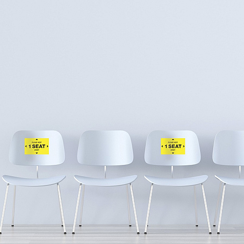 Avery&reg; Surface Safe PLEASE KEEP 1 SEAT APART Decals Print/Message "Please Keep 1 Seat Apart" - 4" Width x 6" Height - Rectangular Shape - Water Resistant, Pre-printed, Chemical Resistant, Abrasion Resistant, Tear Resistant, Durable, UV Resista (83073)