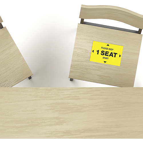 Avery&reg; Surface Safe PLEASE KEEP 1 SEAT APART Decals Print/Message "Please Keep 1 Seat Apart" - 4" Width x 6" Height - Rectangular Shape - Water Resistant, Pre-printed, Chemical Resistant, Abrasion Resistant, Tear Resistant, Durable, UV Resista (83073)