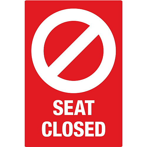 Avery&reg; Surface Safe SEAT CLOSED Chair Decals Print/Message "Seat Closed" - 4" Width x 6" Height - Rectangular Shape - Water Resistant, Pre-printed, Chemical Resistant, Abrasion Resistant, Tear Resistant, Durable, UV Resistant, Residue-free, Ea (83076)
