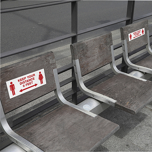 Avery&reg; Surface Safe KEEP YOUR DISTANCE Decals Print/Message "Keep Your Distance" - Rectangular Shape - Water Resistant, Pre-printed, Chemical Resistant, Abrasion Resistant, Tear Resistant, Durable, UV Resistant, Residue-free, Easy Peel, Anti-s (83079)