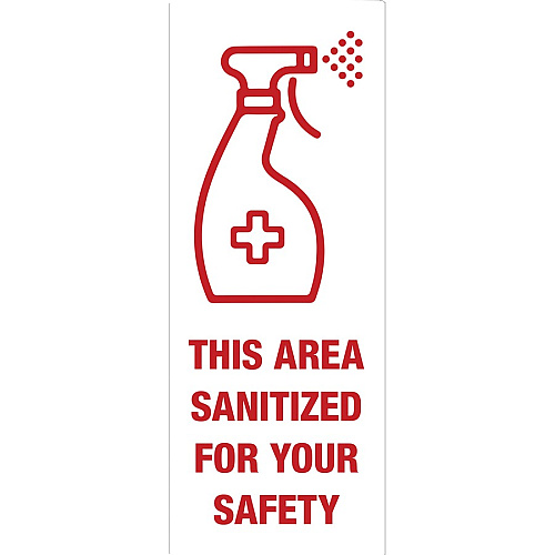 Avery&reg; Surface Safe THIS AREA SANITIZED Decals Print/Message "This Area Sanitized" - Rectangular Shape - Water Resistant, Pre-printed, Chemical Resistant, Abrasion Resistant, Tear Resistant, Durable, UV Resistant, Residue-free, Easy Peel, Anti (83080)