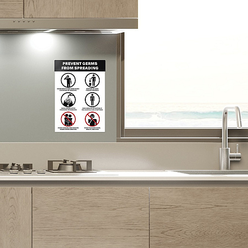 Avery&reg; Surface Safe PREVENT GERMS Wall Decals Print/Message "Prevents Germs from Spreading" - 7" Width x 10" Height - Rectangular Shape - Water Resistant, Pre-printed, Chemical Resistant, Abrasion Resistant, Tear Resistant, Durable, UV Resista (83174)