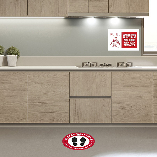 Avery&reg; Surface Safe NOTICE WASH HANDS Wall Decals Print/Message "Wash Hands for at Least 20 Seconds" - 7" Width x 10" Height - Rectangular Shape - Water Resistant, Pre-printed, Chemical Resistant, Abrasion Resistant, Tear Resistant, Durable, U (83175)