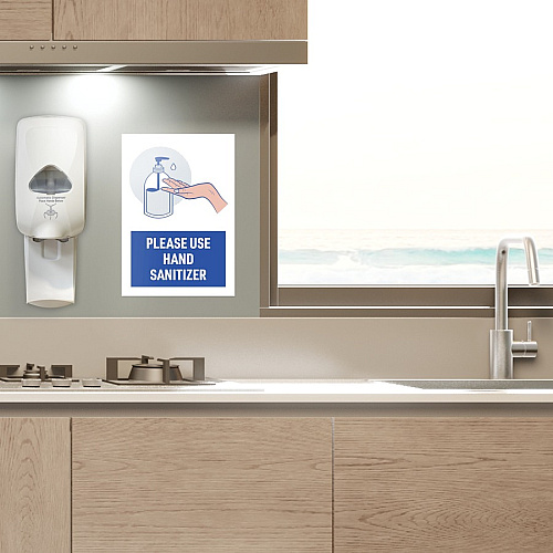 Avery&reg; Surface Safe USE HAND SANITIZER Wall Decals Print/Message "Please Use Hand Sanitizer" - 7" Width x 10" Height - Rectangular Shape - Water Resistant, Pre-printed, Chemical Resistant, Abrasion Resistant, Tear Resistant, Durable, UV Resist (83179)