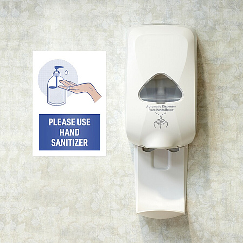 Avery&reg; Surface Safe USE HAND SANITIZER Wall Decals Print/Message "Please Use Hand Sanitizer" - 7" Width x 10" Height - Rectangular Shape - Water Resistant, Pre-printed, Chemical Resistant, Abrasion Resistant, Tear Resistant, Durable, UV Resist (83179)