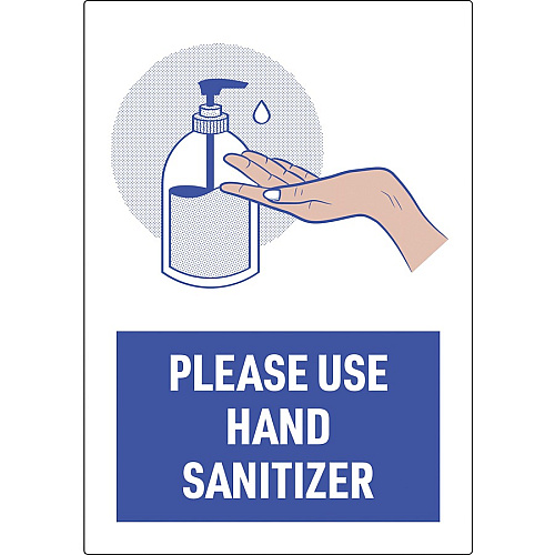 Avery&reg; Surface Safe USE HAND SANITIZER Wall Decals Print/Message "Please Use Hand Sanitizer" - 7" Width x 10" Height - Rectangular Shape - Water Resistant, Pre-printed, Chemical Resistant, Abrasion Resistant, Tear Resistant, Durable, UV Resist (83179)