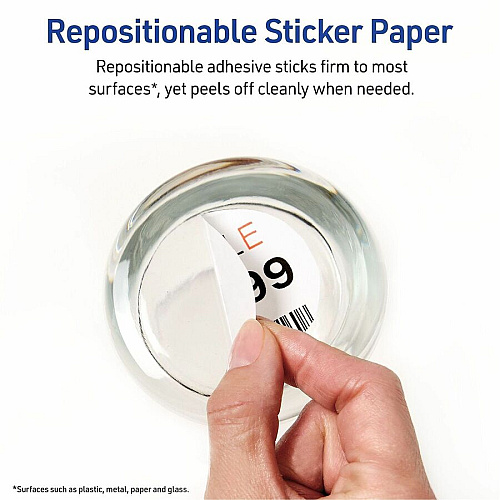 Avery&reg; Matte White Sticker Project Paper Letter - 8 1/2" x 11" - Matte - Printable, Removable Adhesive, Die-cut, Repositionable, Lignin-free, Easy to Cut, Acid-free, PVC-free - White - 30 Sheets - 5 Sheets/Pack - 6 / Carton (53202)