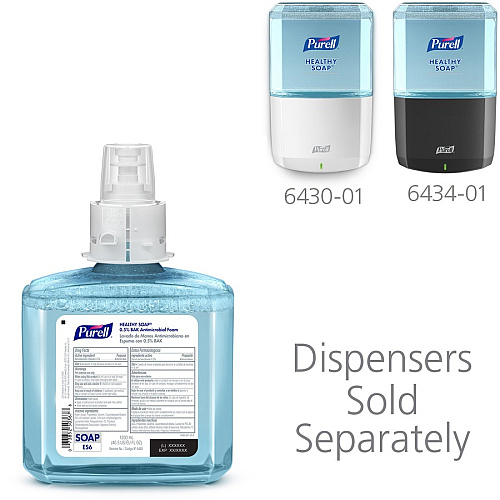 PURELL&reg; ES6 HEALTHY SOAP&trade; 0.5% BAK Antimicrobial Foam Fragrance-free Scent - 1.27 quart - Pump Bottle Dispenser - Soil Remover, Odor Remover, Kill Germs - Hand, Skin - Moisturizing - Antibacterial - Clear - Dye-free, Fragrance-free, Pht (648002)