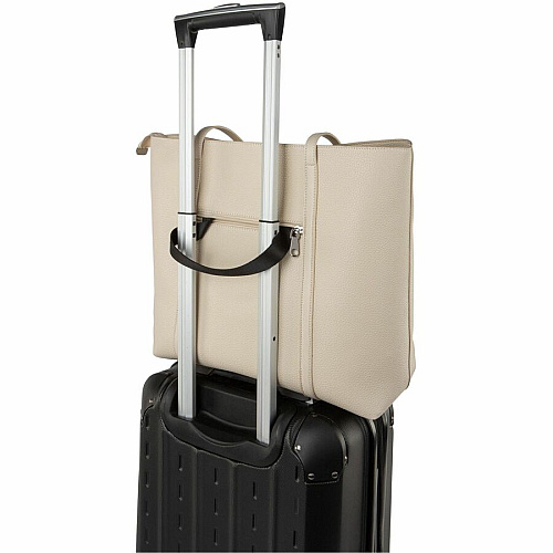bugatti Pure Carrying Case (Tote) for 14" Notebook - Cream Damage Resistant, Scratch Resistant, Scuff Resistant - Vegan Leather Body - Felt Interior Material - Handle, Trolley Strap, Shoulder Strap - 13.3" Height x 15" Width x 6.3" Depth - F (LBG5054BUCR)