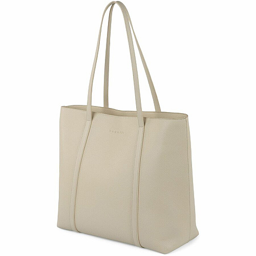 bugatti Pure Carrying Case (Tote) for 14" Notebook - Cream Damage Resistant, Scratch Resistant, Scuff Resistant - Vegan Leather Body - Felt Interior Material - Handle, Trolley Strap, Shoulder Strap - 13.3" Height x 15" Width x 6.3" Depth - F (LBG5054BUCR)