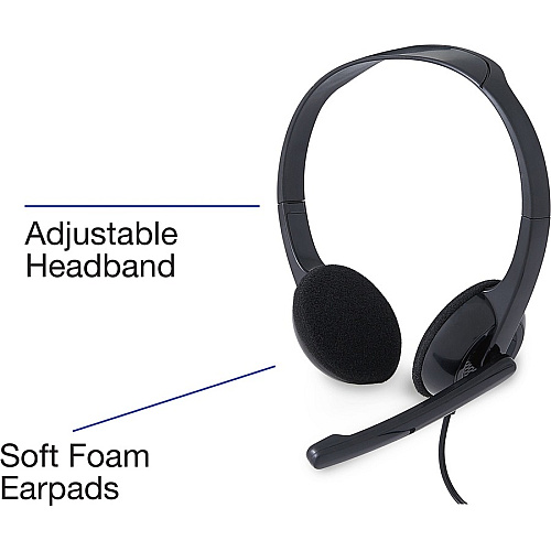 Verbatim Stereo Headset with Microphone Stereo - Mini-phone (3.5mm) - Wired - 32 Ohm - 20 Hz to 20 kHz - Over-the-head - Binaural - Circumaural - 5.74 ft Cable - Omni-directional Microphone (70721)