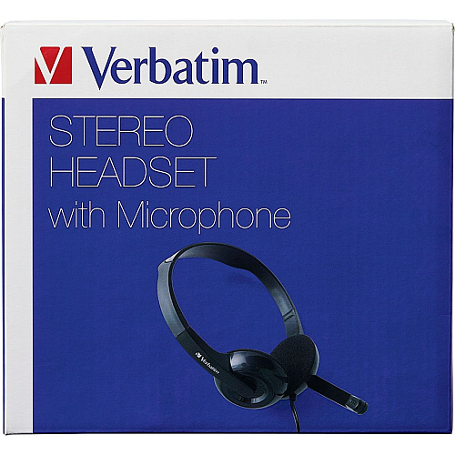 Verbatim Stereo Headset with Microphone Stereo - Mini-phone (3.5mm) - Wired - 32 Ohm - 20 Hz to 20 kHz - Over-the-head - Binaural - Circumaural - 5.74 ft Cable - Omni-directional Microphone (70721)