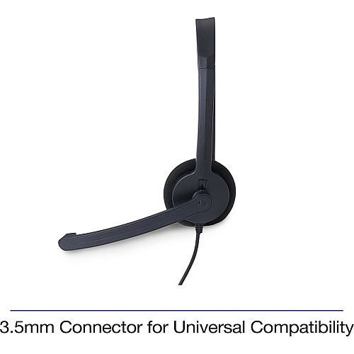 Verbatim Mono Headset with Microphone and In-Line Remote Mono - Mini-phone (3.5mm) - Wired - 32 Ohm - 20 Hz to 20 kHz - Over-the-head - Monaural - Circumaural - 5.25 ft Cable - Omni-directional Microphone (70722)