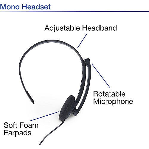 Verbatim Mono Headset with Microphone and In-Line Remote Mono - Mini-phone (3.5mm) - Wired - 32 Ohm - 20 Hz to 20 kHz - Over-the-head - Monaural - Circumaural - 5.25 ft Cable - Omni-directional Microphone (70722)