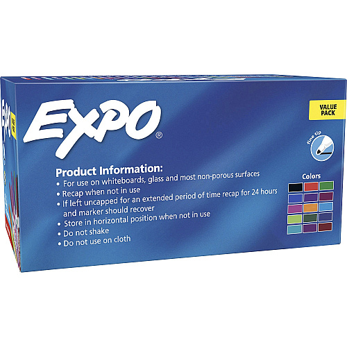 Expo Low-Odor Dry Erase Fine Tip Markers Fine Marker Point - Assorted Ink - Alcohol Based - 36 / Box (2138424)