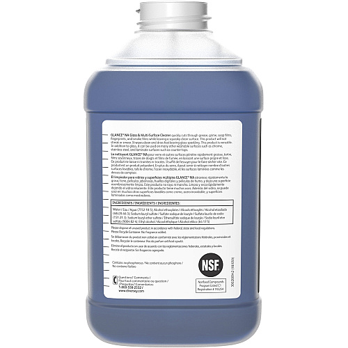 Diversey Glance HC Glass/MultiSurface Cleaner Concentrate - 84.5 fl oz (2.6 quart) - Ammonia Scent - Non-streaking, Quick Drying, Streak-free - Blue Bottle - 1 Each (905779)