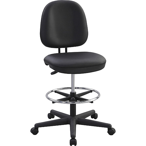 Lorell Contoured Back Stool Vinyl, Plastic Seat Material - Vinyl, Plastic Back Material - 5-star Base - Black - 1 Each (LLR62627)